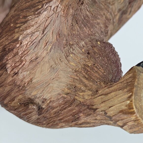 Hand-Carved Wooden Bear Figurine Decor Brown Grizzly Folk Art *FLAWS* Wildlife - Picture 10 of 10